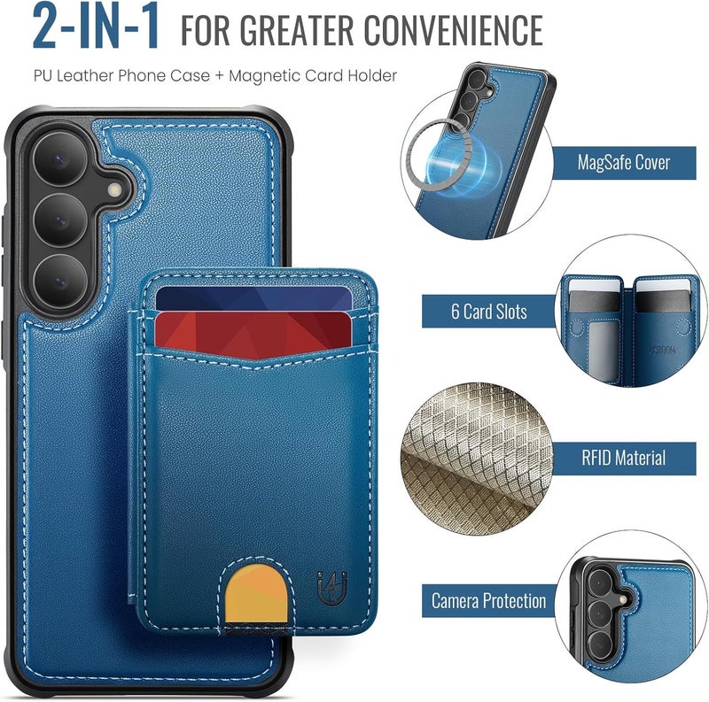 Usroom for Samsung Galaxy S25 FE Case Wallet Compatible with Magsafe, RFID Blocking Magnetic Card Holder 2 in 1 Detachable Kickstand Shockproof Phone Case for Galaxy S25 FE 6.7" Blue - Image 4